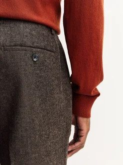 Bruin - Regular Tapered Fit Smart Textured Trousers With Wool