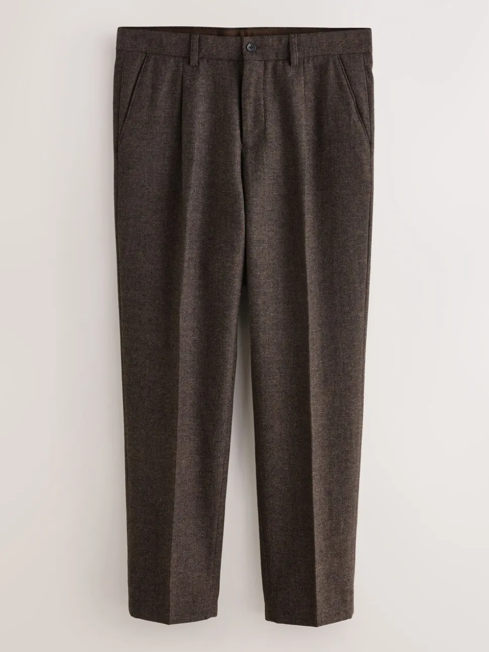 Bruin - Regular Tapered Fit Smart Textured Trousers With Wool