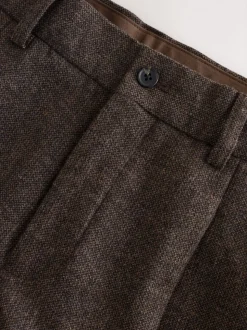 Bruin - Regular Tapered Fit Smart Textured Trousers With Wool