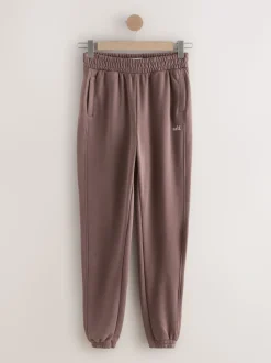 Bruin - Self. joggingbroek met boorden