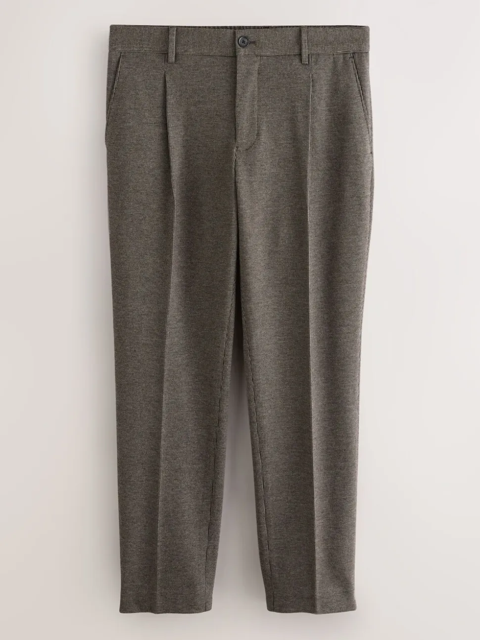 Bruin - Slim fit getextureerde broek met elastische achterkant en stretchy