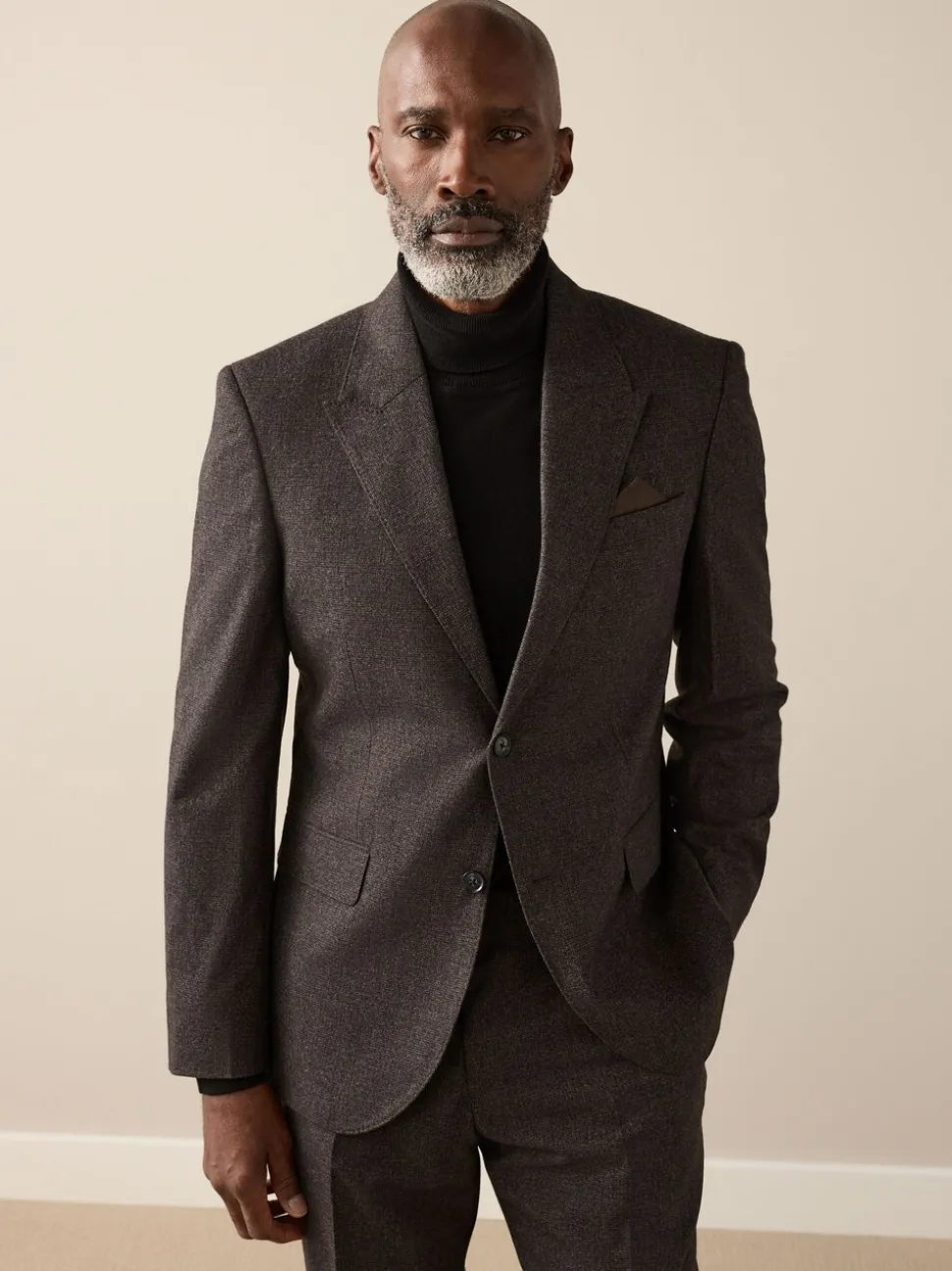 Bruin - Slim Fit Signature Cerruti Italian Wool Puppytooth Suit Jacket