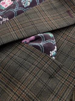 Bruin - Slim-fit maatgesneden pak met ruiten: colbert
