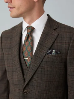 Bruin - Slim-fit maatgesneden pak met ruiten: colbert