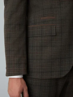 Bruin - Slim-fit maatgesneden pak met ruiten: colbert