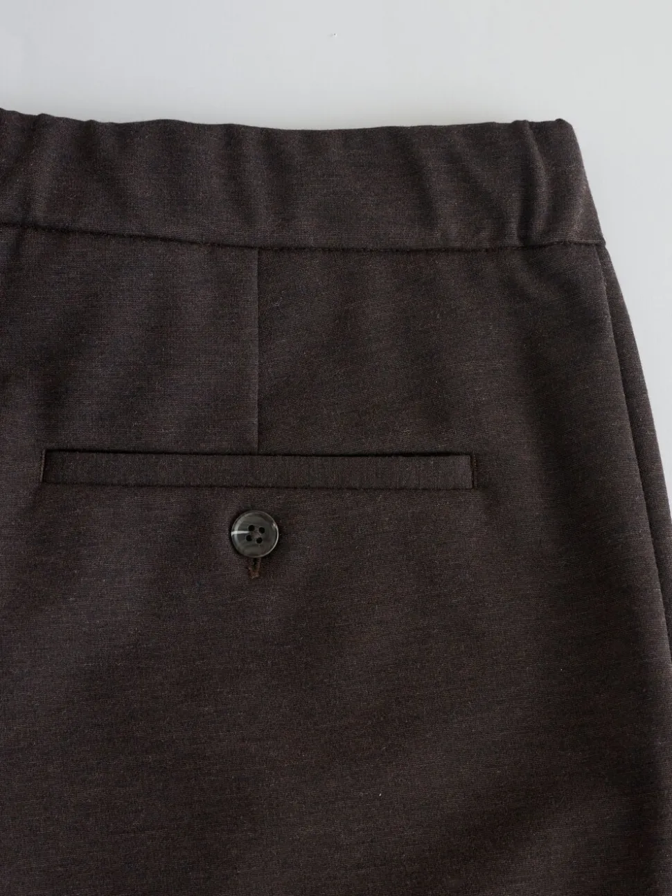 Bruin - Slimme broek met elastische tailleband en wolgehalte