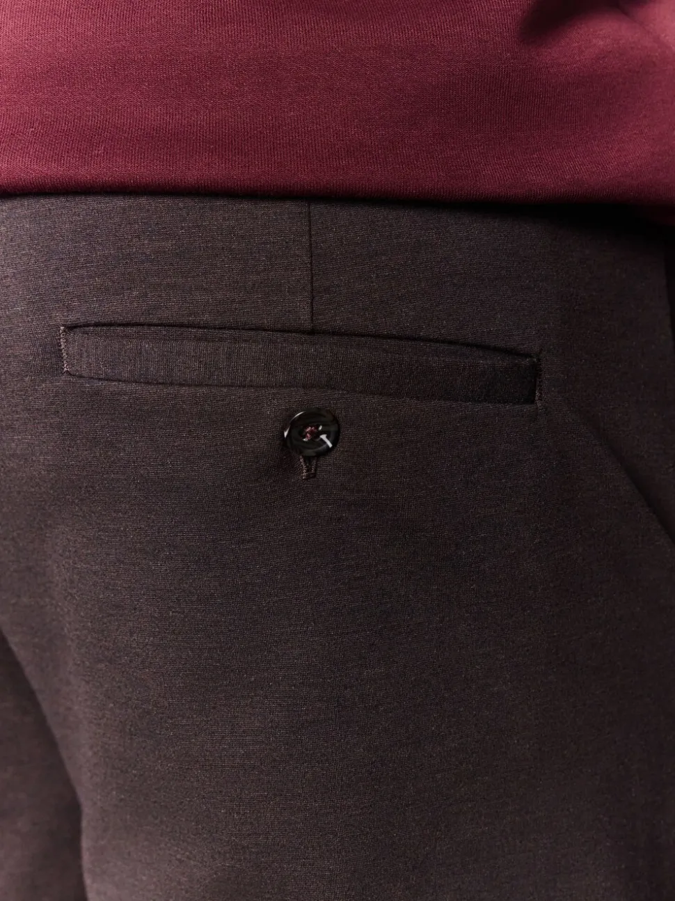 Bruin - Slimme broek met elastische tailleband en wolgehalte