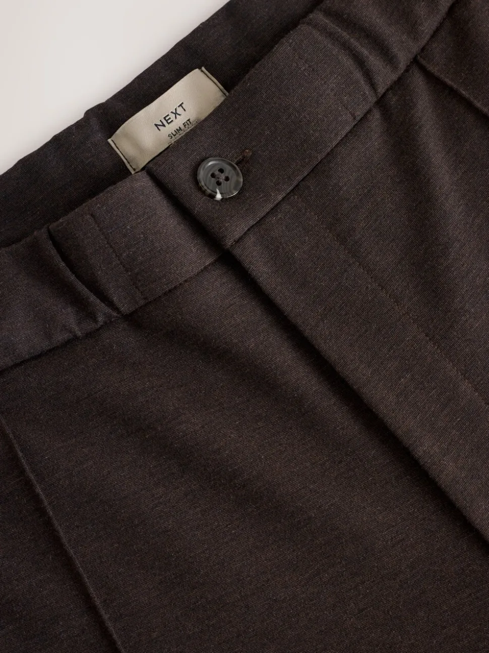 Bruin - Slimme broek met elastische tailleband en wolgehalte