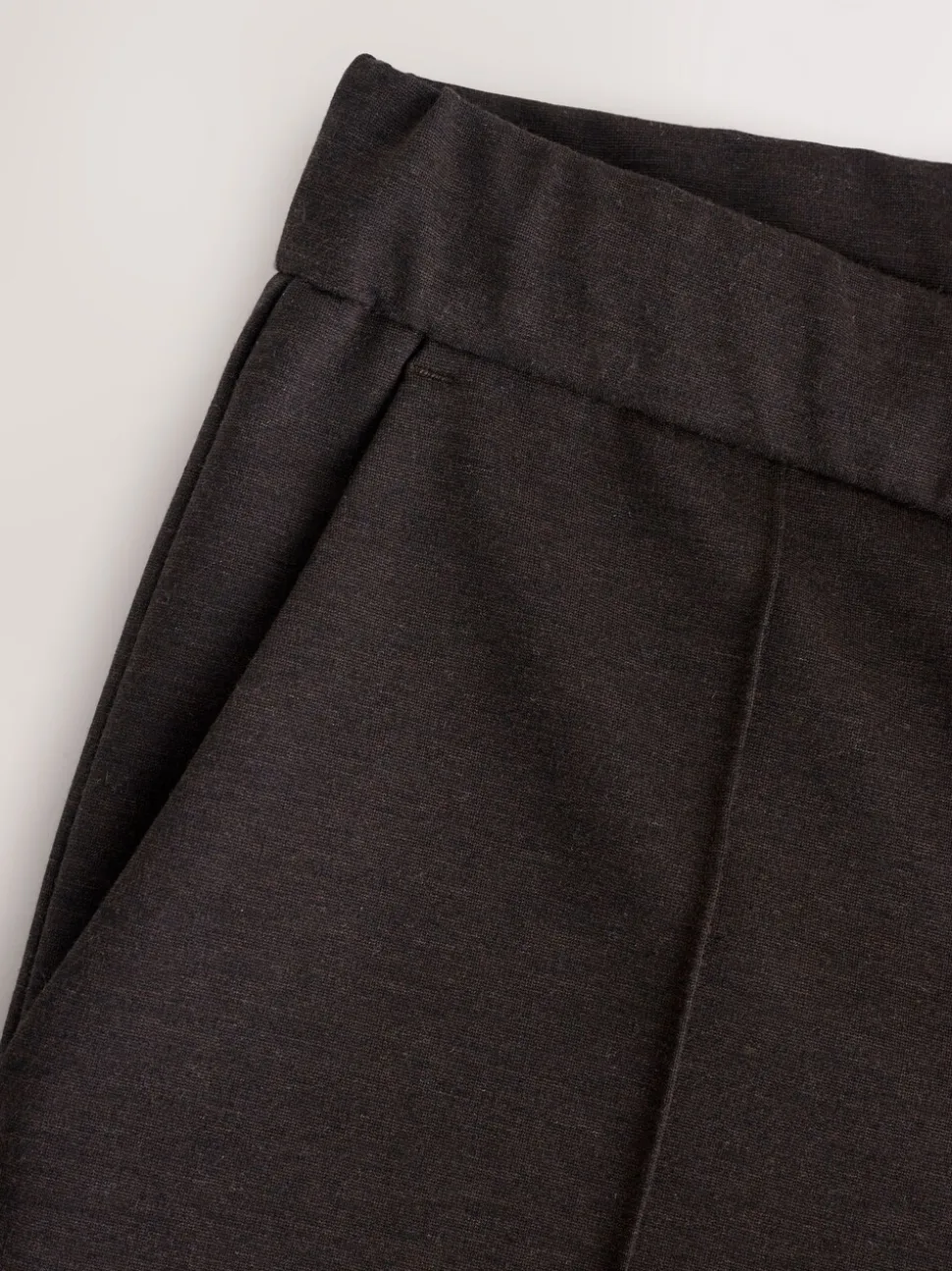 Bruin - Slimme broek met elastische tailleband en wolgehalte
