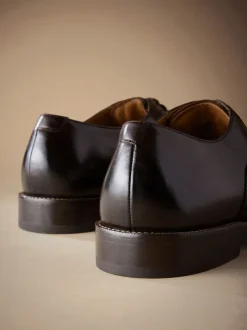 Bruin - Standaard pasvorm - Signature Leather - Oxford schoenen met neusstuk