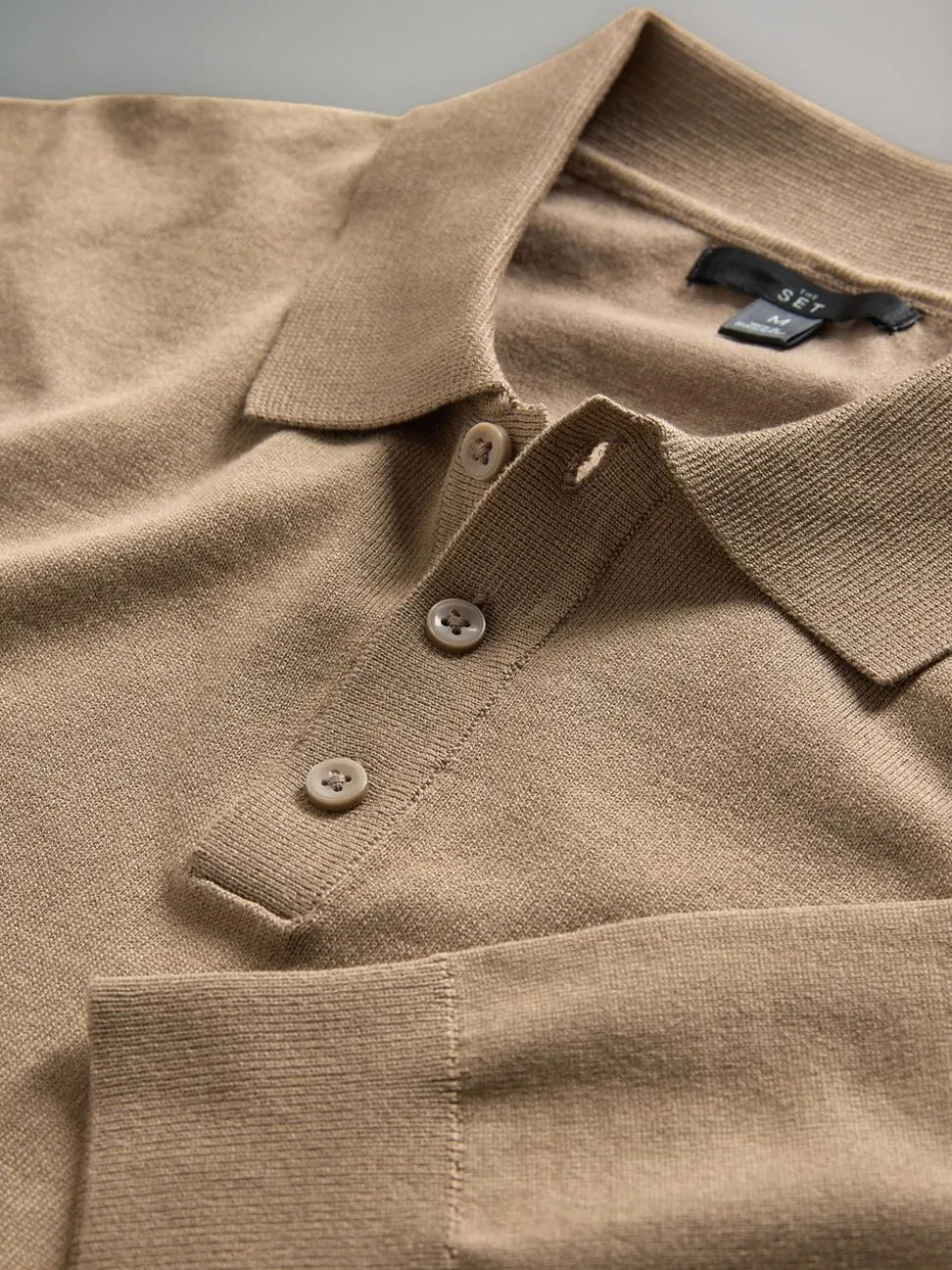 Bruin - The Set 3 Pack Gebreide Polo Truien met Lange Mouwen