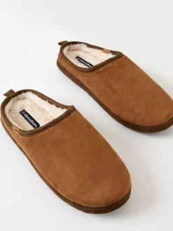 Bruin - Threadbare Faux Suede Faux Fur Lined Mule Slippers