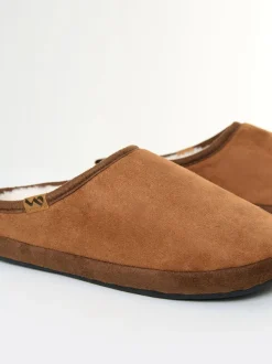 Bruin - Threadbare Faux Suede Faux Fur Lined Mule Slippers