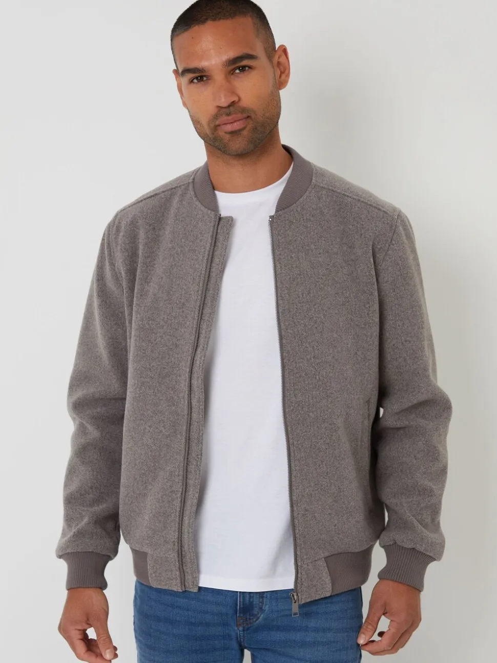 Bruin - Threadbare Faux Wool Brushed Bomber Jacket