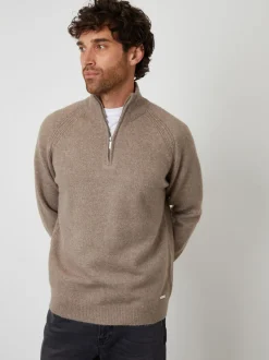Bruin - Threadbare Raglan Rib Quarter Zip Knitted Jumper