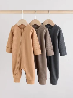 Bruin - Two Way Zip Baby Footless Sleepsuits 3 Pack (0mths-3yrs)