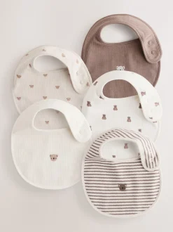 Bruin - Verpakking met 5 babyslabbetjes