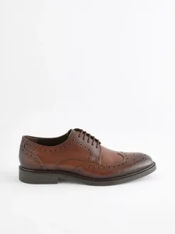 Bruin - Wijde pasvorm - Leren derby-brogues