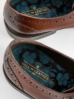 Bruin - Wijde pasvorm - Leren derby-brogues