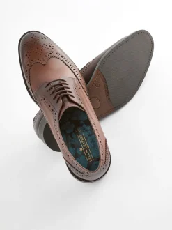 Bruin - Wijde pasvorm - Leren derby-brogues