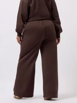 Bruin - Yours Curve joggingbroek met wijde pijpen