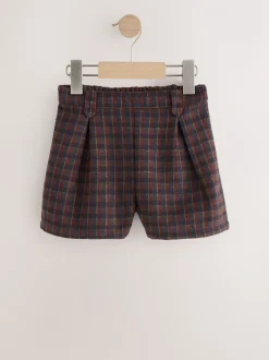 Bruin geruit - Shorts met geplooide voorkant (3-16jr)