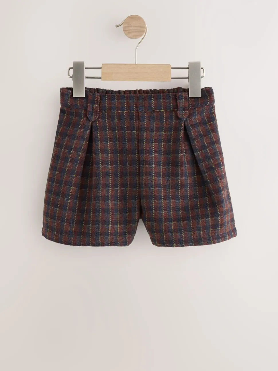 Bruin geruit - Shorts met geplooide voorkant (3-16jr)