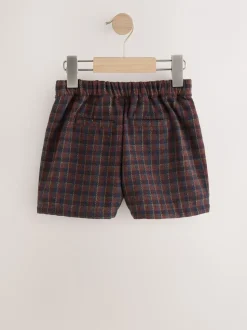 Bruin geruit - Shorts met geplooide voorkant (3-16jr)