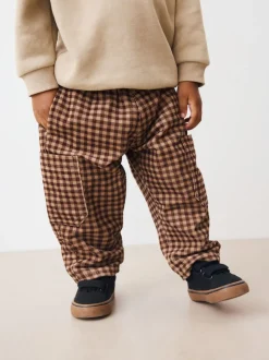 Bruin gingham-ruit - Corduroy broek met wijde pijpen (3mnd-7jr)