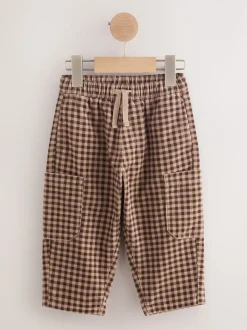 Bruin gingham-ruit - Corduroy broek met wijde pijpen (3mnd-7jr)