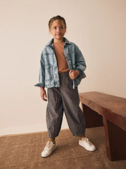 Bruin gingham-ruit - Pull-on corduroy broeken (3-16jr)