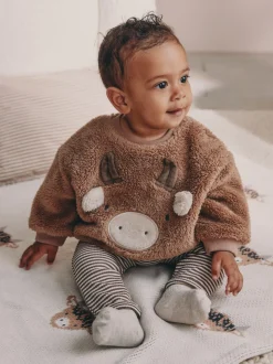 Bruin Hamish - Babyfleece set van sweater en legging (0mnd-2jr)