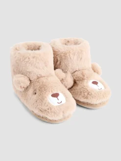 Bruin met beer - JoJo Maman Bébé Plush Slipper Boots