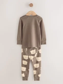 Bruin met beer/Ster - Verpakking van 3 knusse pyjama's (9 mnd-9 jr)