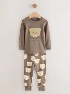 Bruin met beer/Ster - Verpakking van 3 knusse pyjama's (9 mnd-9 jr)