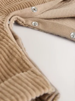 Bruin met bruine beer - Corduroy bretelbroeken en Bodysuit set (0mnd-2jr)