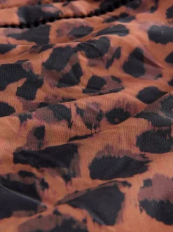 Bruin met dierenprint - Hoogsluitend ondersteunend badpak met buikcorrigerend effect