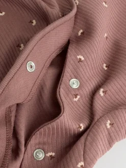 Bruin met fijne bloemenprint - Verpakking van 3 babypyjama's (0-2jr)