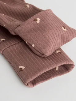 Bruin met fijne bloemenprint - Verpakking van 3 babypyjama's (0-2jr)