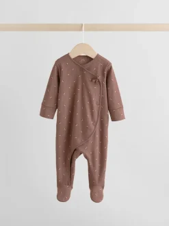 Bruin met fijne bloemenprint - Verpakking van 3 babypyjama's (0-2jr)