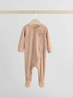 Bruin met fijne bloemenprint - Verpakking van 3 babypyjama's (0-2jr)