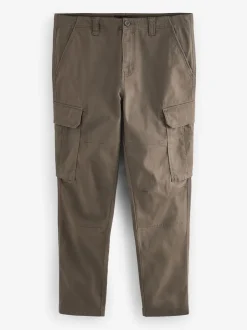 Bruin met paddenstoel - Slim Fit - Katoenen cargostretchbroek