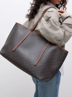 Bruin monogram - Grote schoudertas