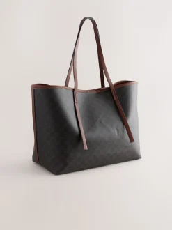 Bruin monogram - Grote schoudertas