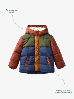 Bruin multi - JoJo Maman Bébé Borg Lined Hooded Puffer Coat