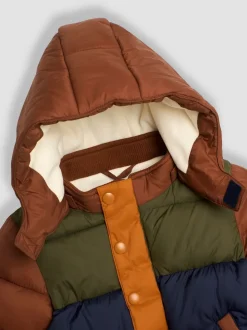 Bruin multi - JoJo Maman Bébé Borg Lined Hooded Puffer Coat
