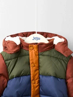 Bruin multi - JoJo Maman Bébé Borg Lined Hooded Puffer Coat