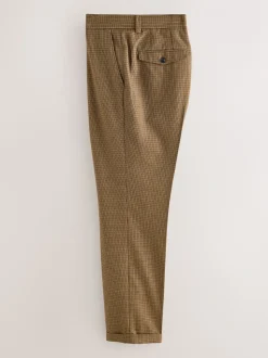 Bruin pied-de-poule - Slim Fit - Smart Textured Trousers