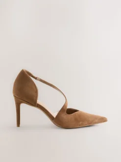 Bruin suède - Premium Leather Asymmetric Court Heels