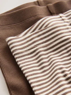 Bruin/Crème Babyccino - Verpakking van 2 tops met lange mouwen en leggings (3mnd-7jr)